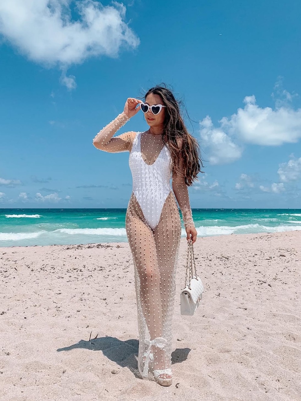 Beach Bunny Swim Pearl Rhinestone Nude Cover Up